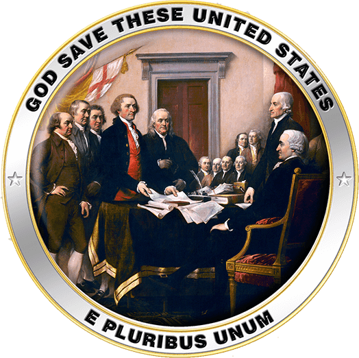 Challenge coin, back — God Save These United States